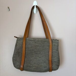 💚Eric Javits Black and Tan Striped Shoulder Bag